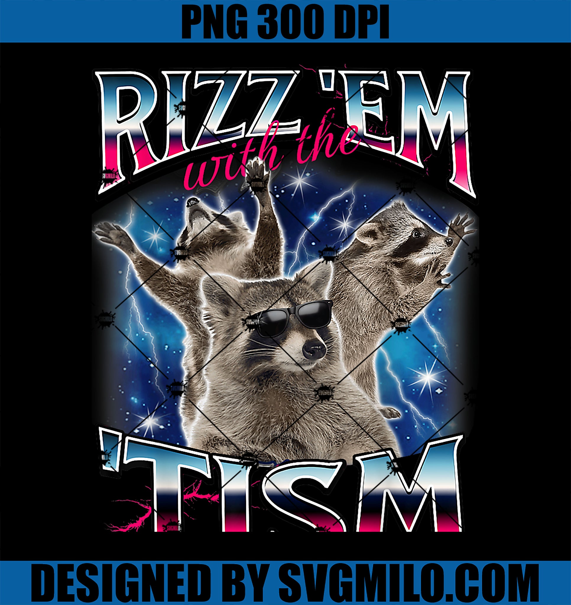 Rizz Em With The Tism Meme Autistic Raccoon Funny Rizz PNG