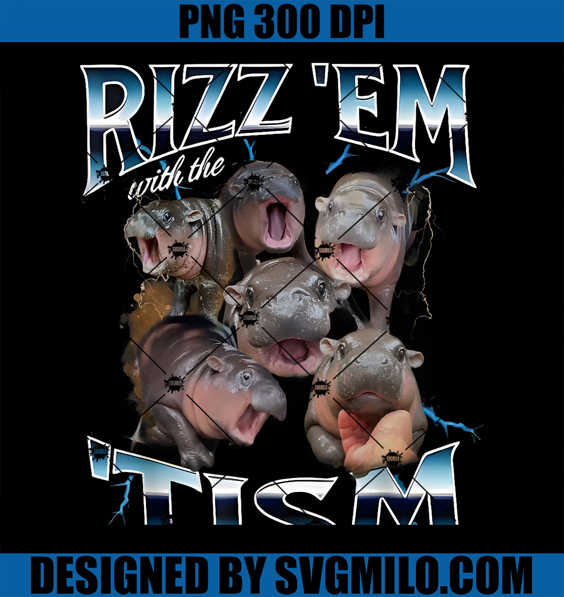 Rizz Em With The Tism Moo - Deng Funny Oddly Dank Meme PNG