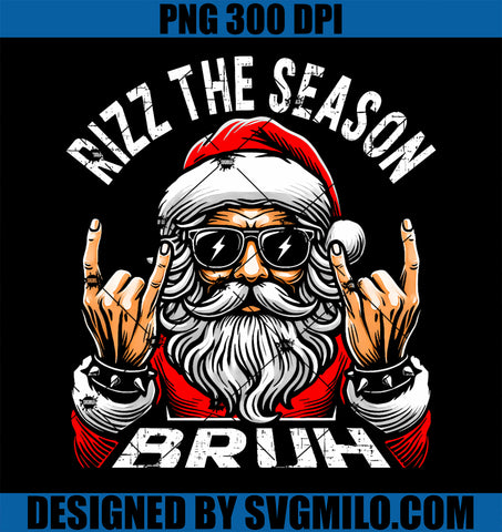 Rizz The Season Bruh PNG, Funny Christmas Rizzmas Santa PNG