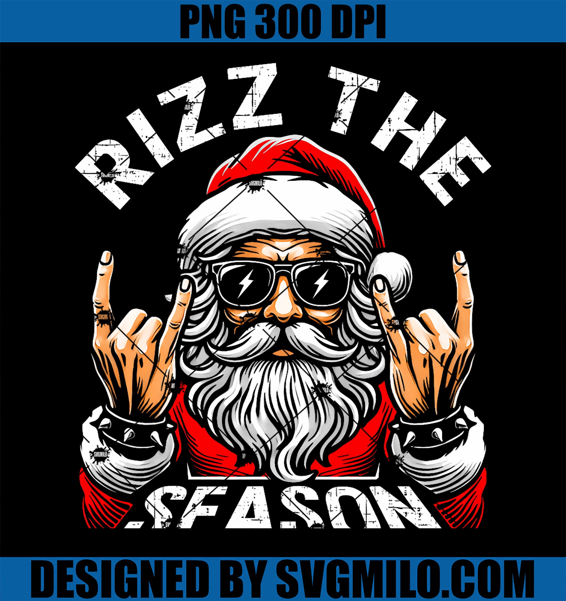 Rizz The Season PNG, Funny Christmas Rizzmas Santa PNG