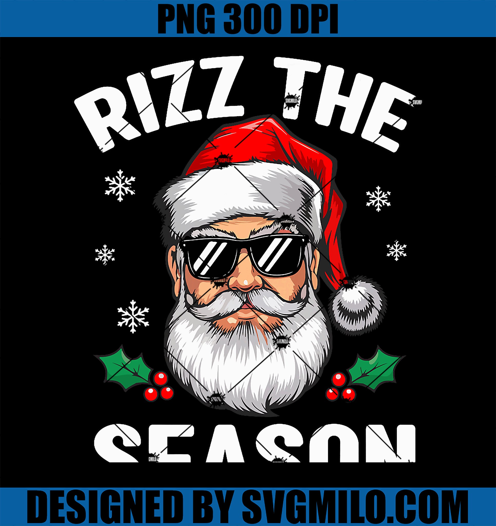 Rizz The Season Santa Kids Teen Boys Funny Christmas PNG