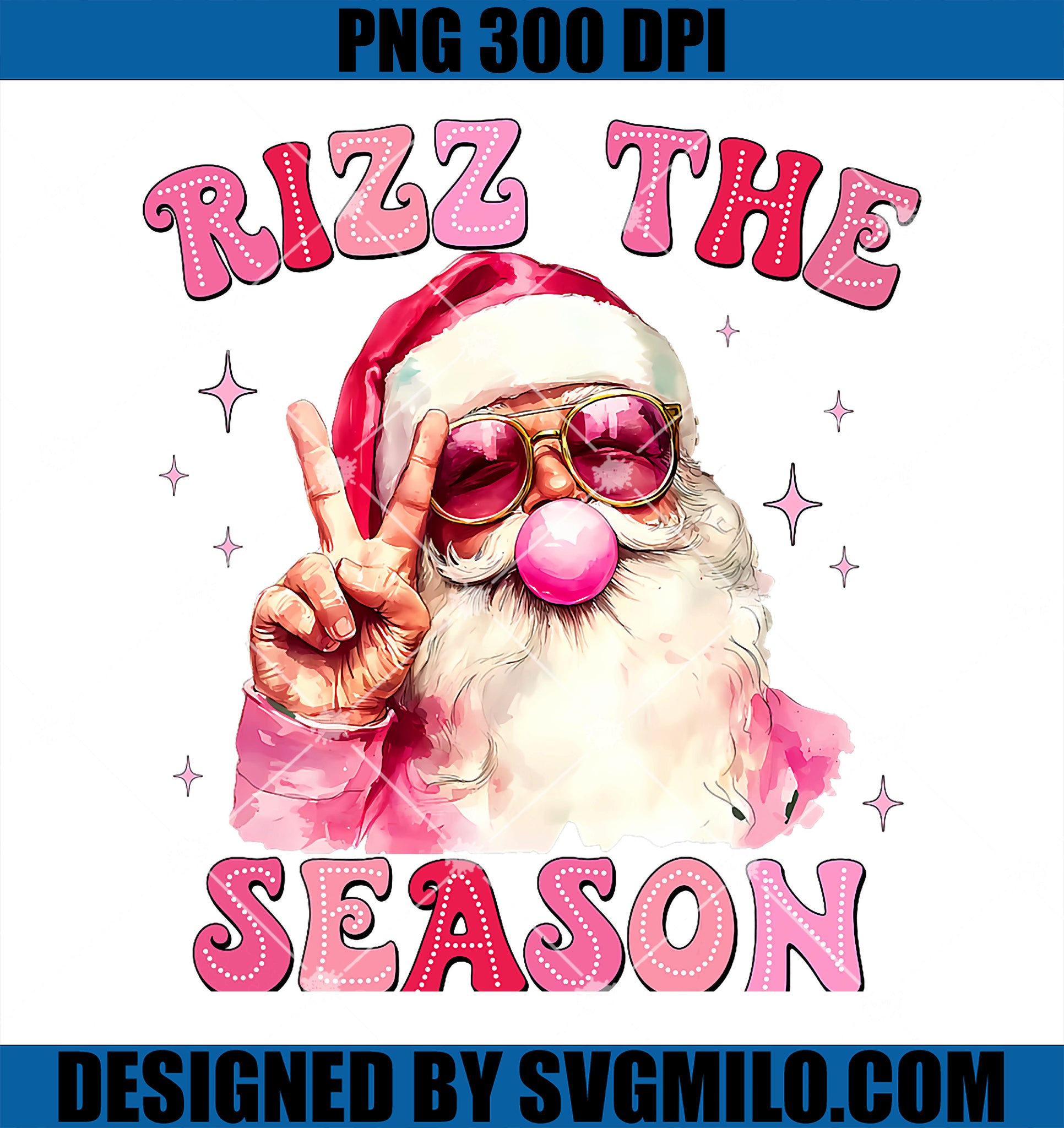 Rizz The Season Santa Pink Bubble Gum Rizzmas Christmas PNG