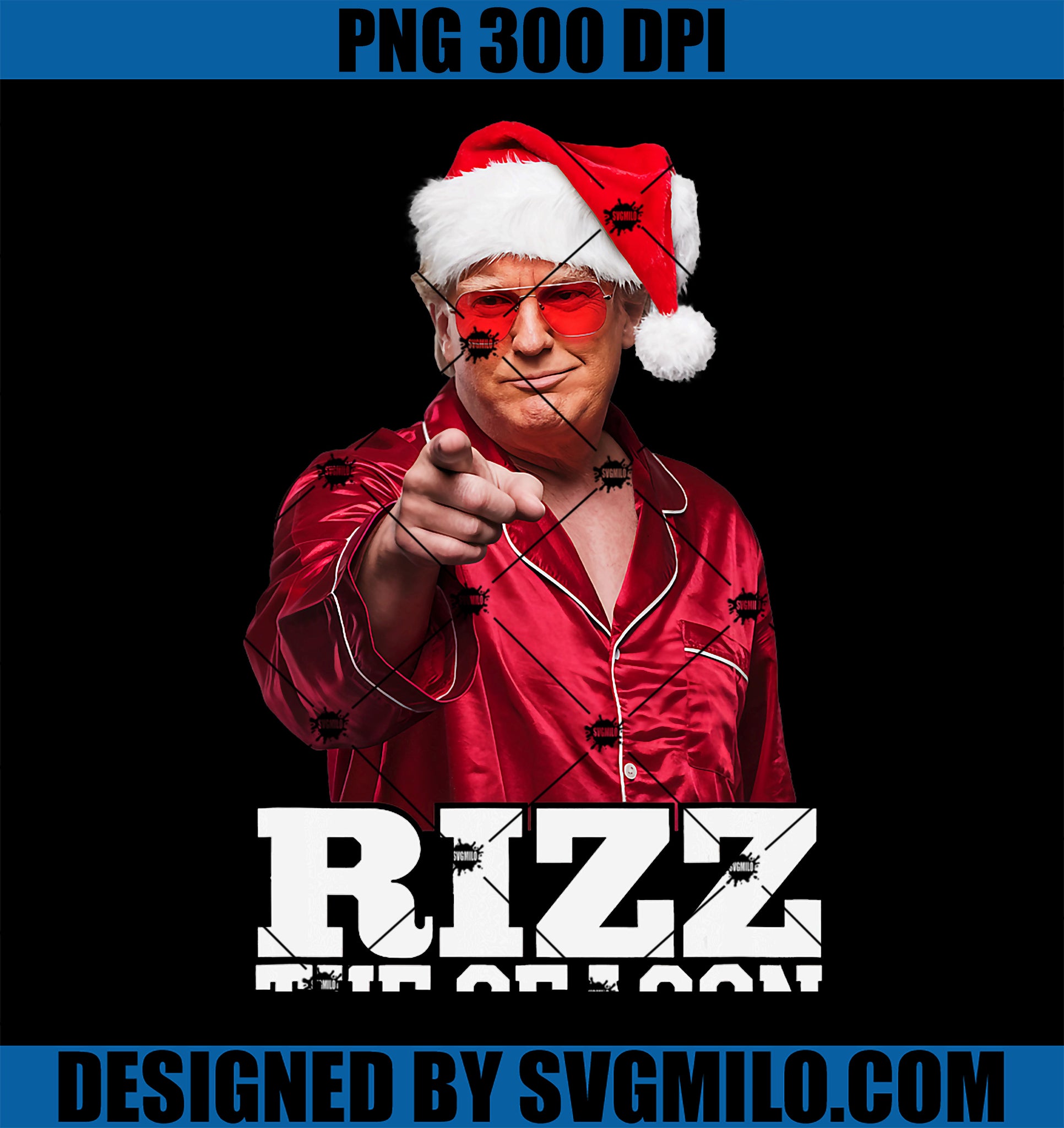 Rizz the Season PNG, Funny Trump Christmas Santa Pajama Rizzmas PNG