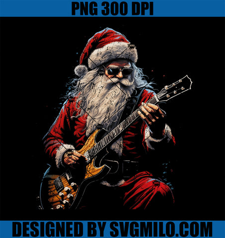 Rock Guitar Santa Claus Playing Guitar PNG