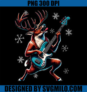 Rock & Roll Reindeer Bass-Guitar Bassist Christmas PNG