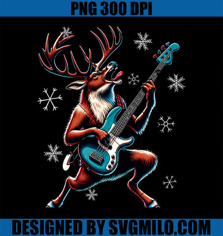 Rock & Roll Reindeer Bass-Guitar Bassist Christmas PNG