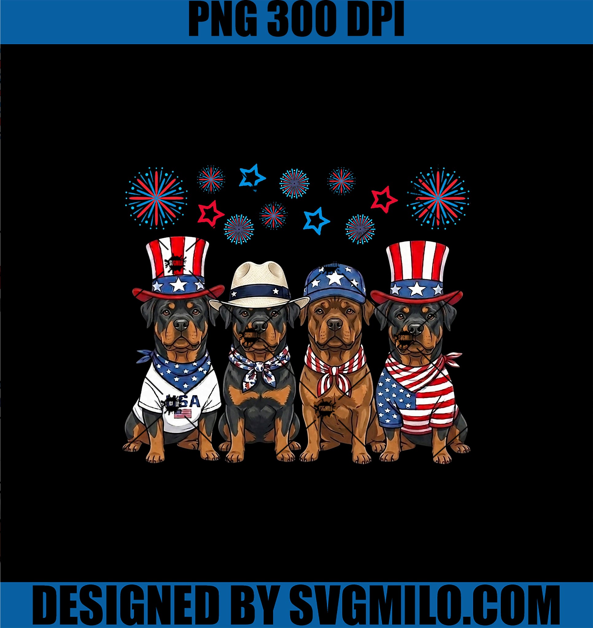 Rottweiler 4th Of July Patriotic PNG, Men Women Kids PNG
