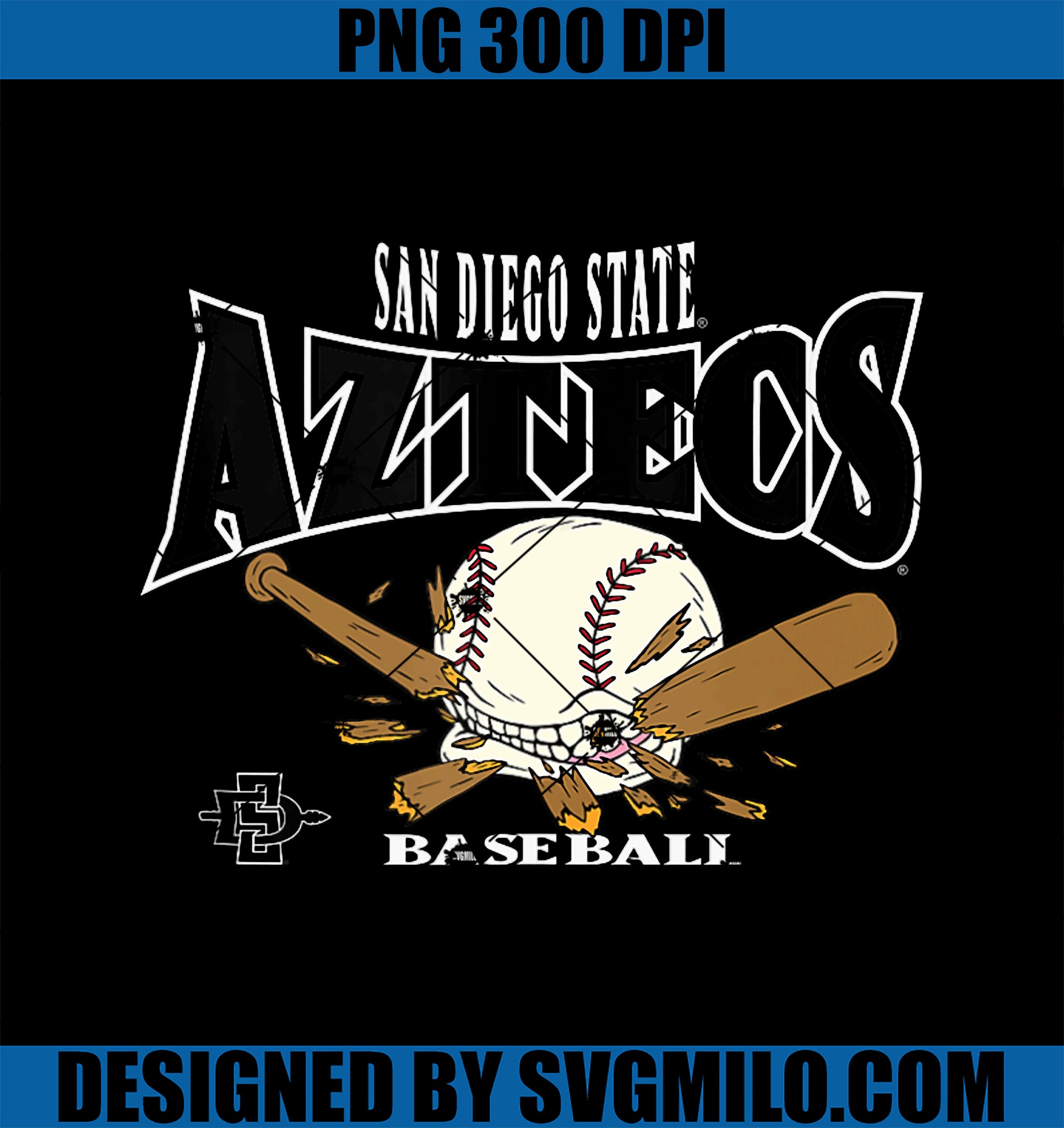 San Diego State Aztecs Baseball PNG, Bite Red Officially Licensed PNG