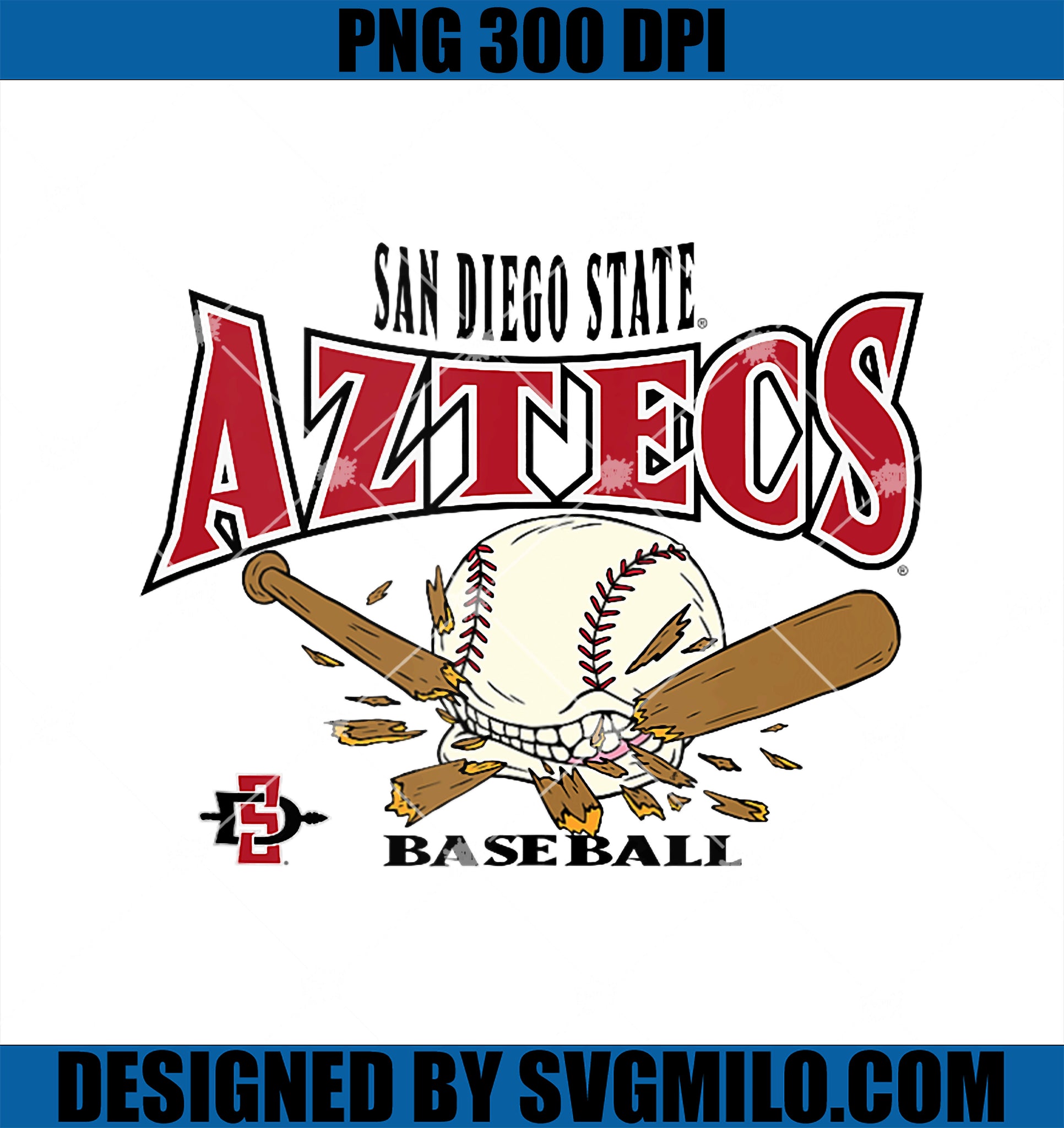 San Diego State Aztecs Baseball PNG, Bite White PNG