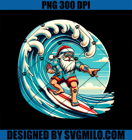 Santa Claus Hawaiian Surfing Christmas Aloha Tropical Xmas PNG