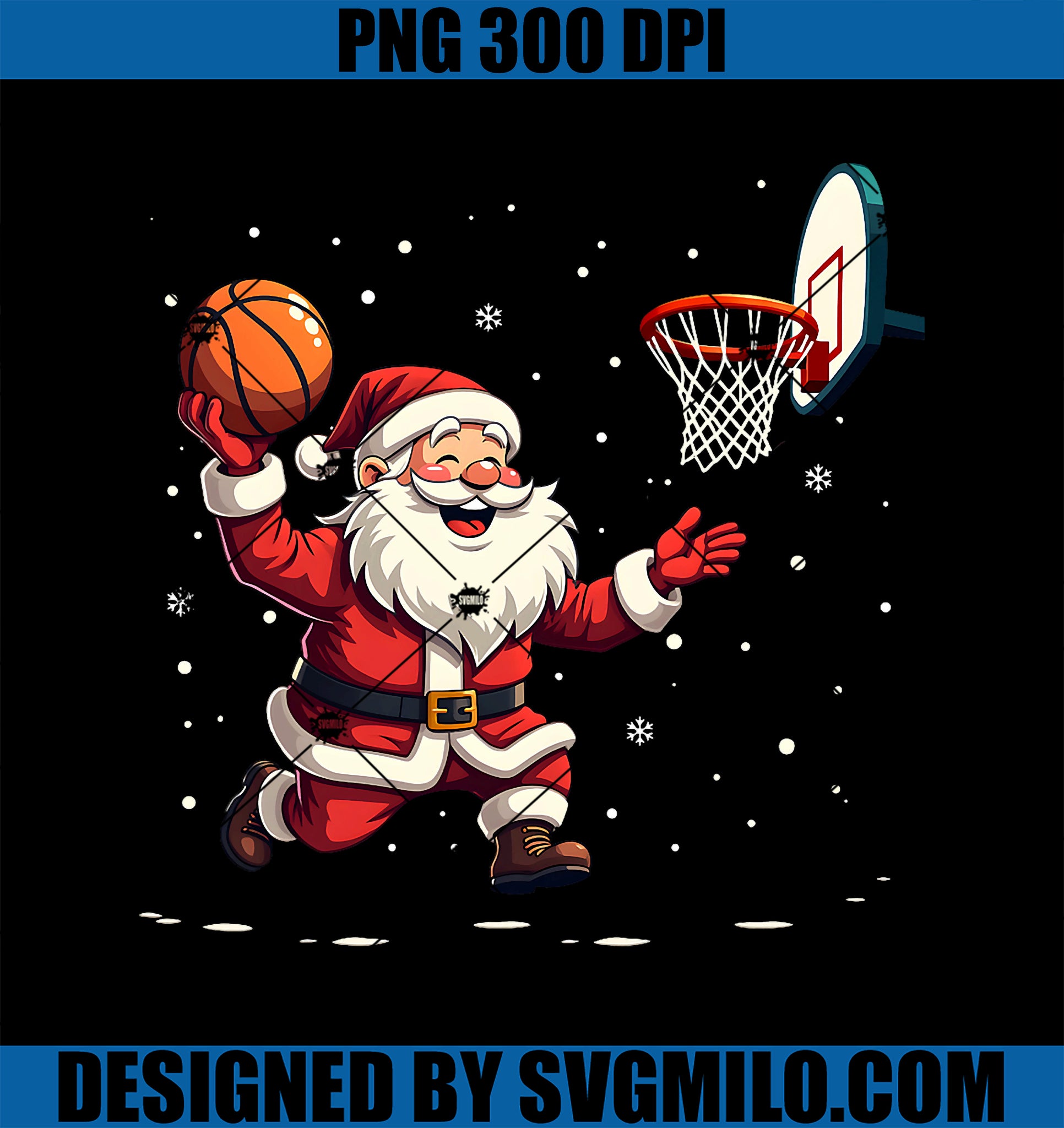 Santa Claus Playing Basketball Merry Christmas PNG