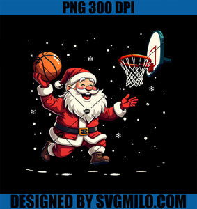 Santa Claus Playing Basketball Merry Christmas PNG