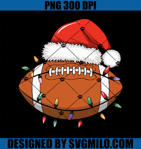 Santa Football Player Christmas Lights Sports Lovers PNG