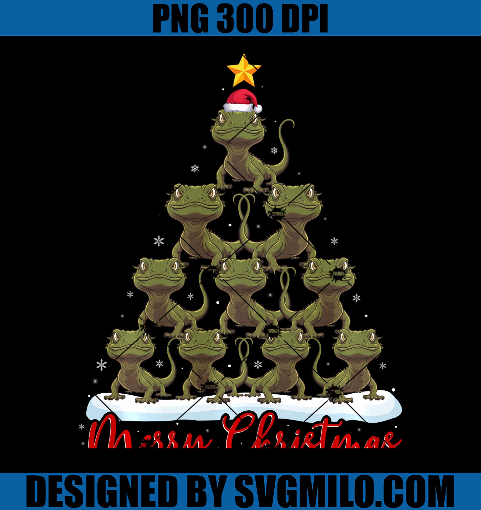 Santa Hat Ugly Xmas PNG, Funny Lizard Christmas Tree PNG