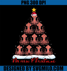 Santa Hat Ugly Xmas PNG, Funny Squid Christmas Tree PNG