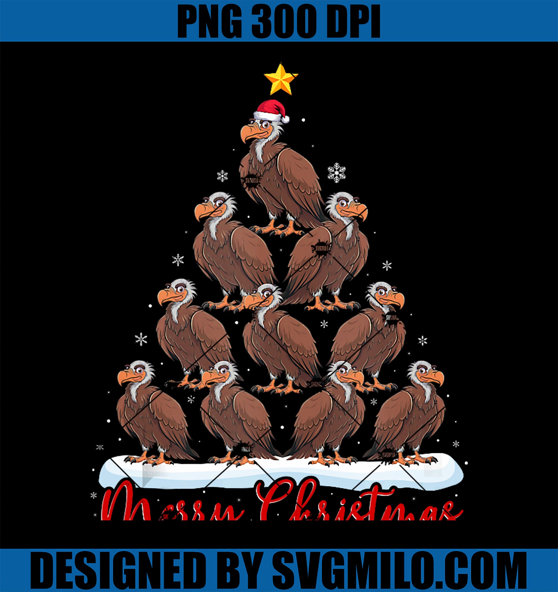 Santa Hat Ugly Xmas PNG, Funny Vulture Christmas Tree PNG