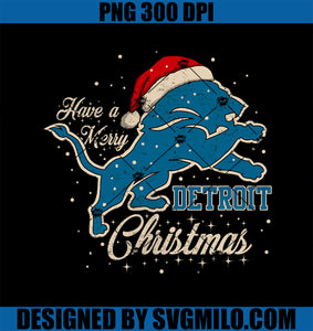 Santa Lion PNG, Have A Merry Detroit Santa Hat Christmas PNG