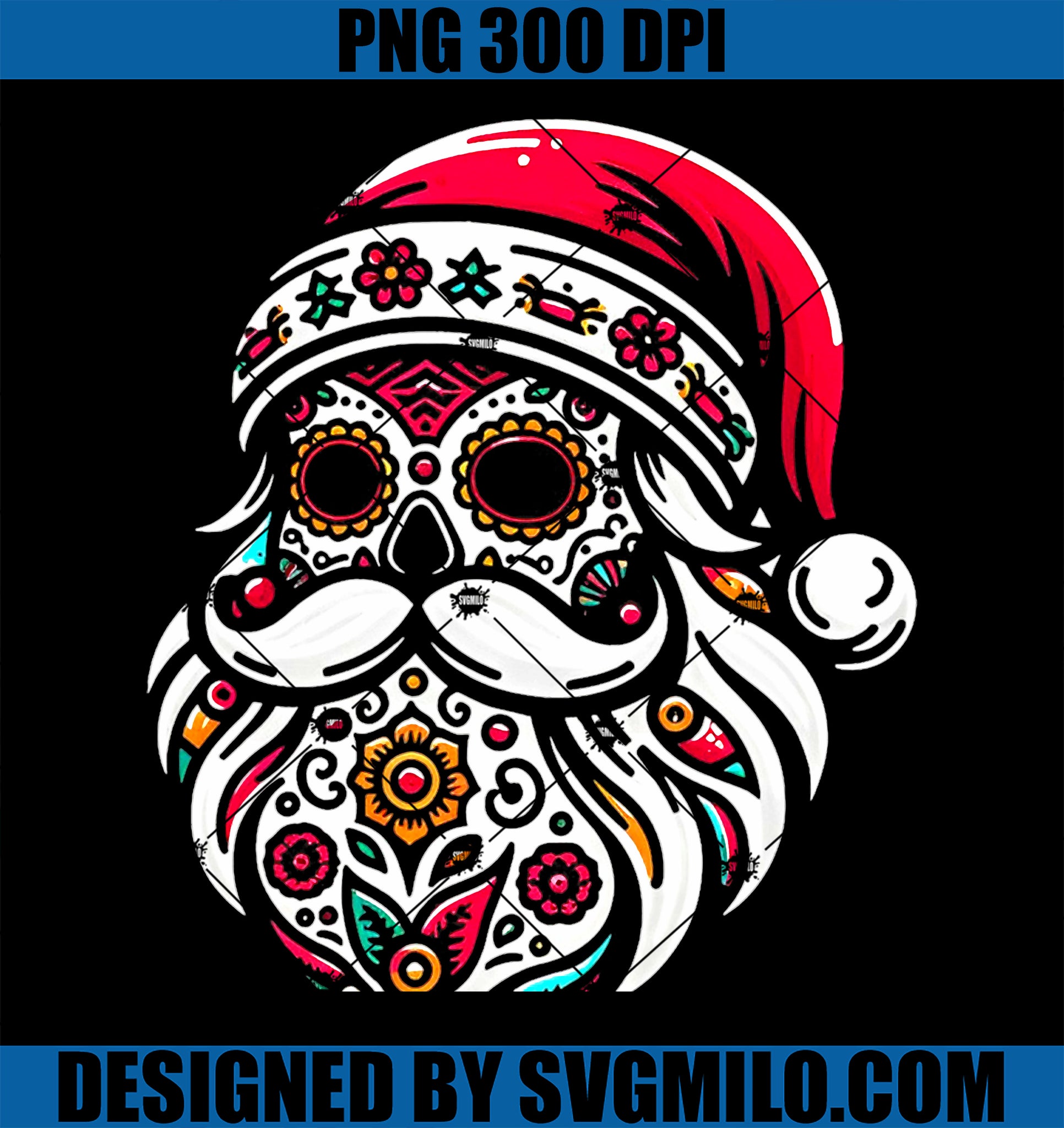 Santa Mexico Calavera Christmas PNG