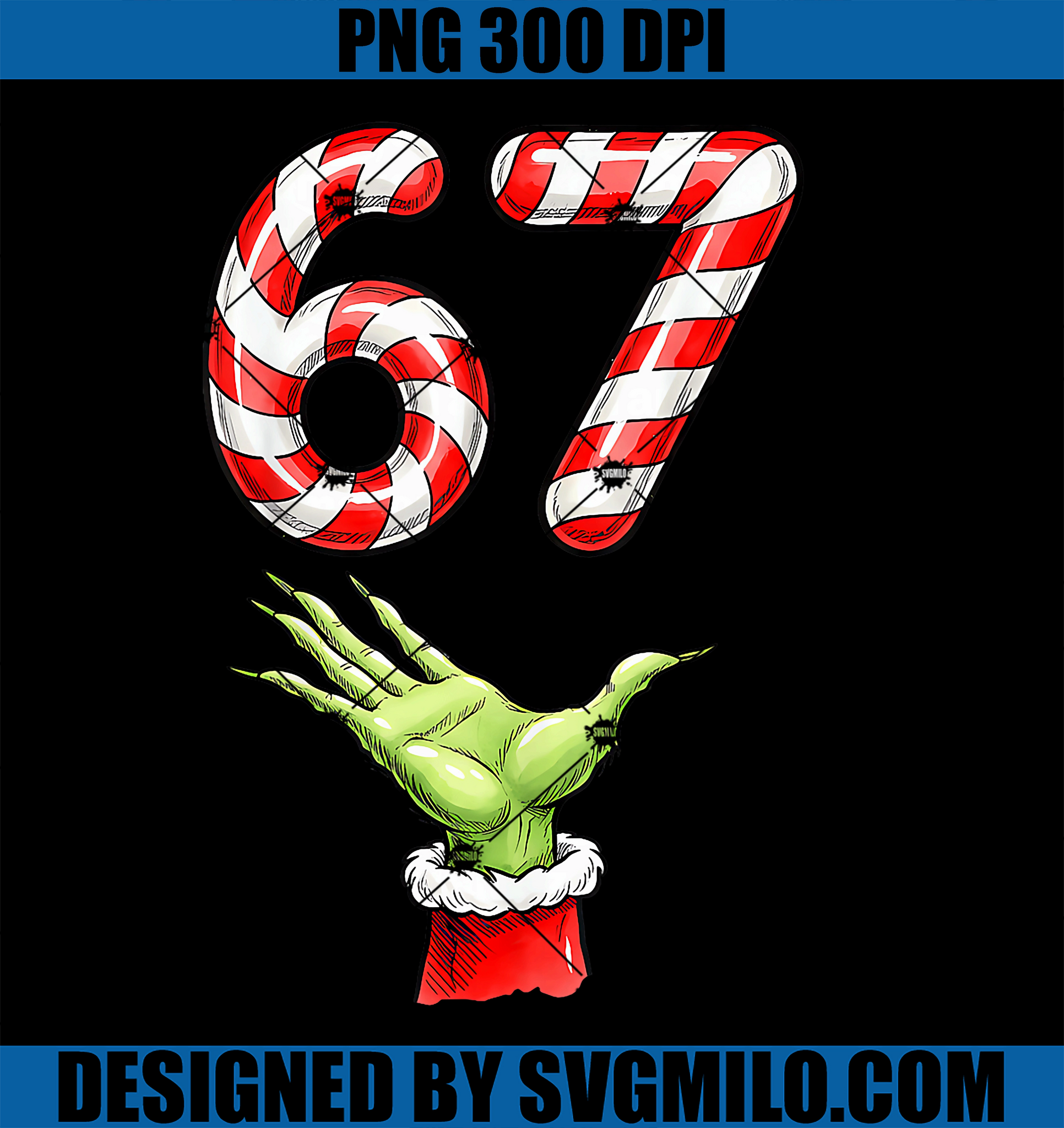 Santa 67 Santa Six Seven 67 Meme PNG, Christmas 67 Candy Cane PNG