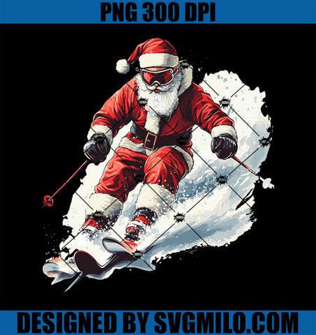 Santa Skiing Funny Christmas Skier Ski Racer PNG