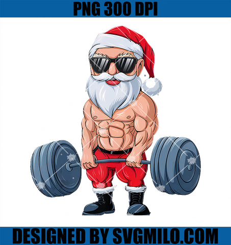 Santa Weightlifting Christmas Fitness Gym Deadlift Xmas PNG