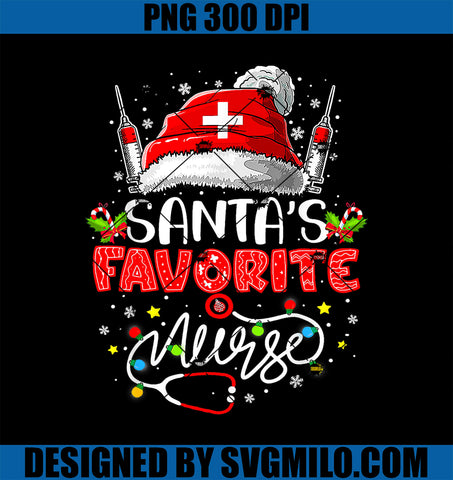 Santa's Favorite Nurse Christmas Lights PNG, Santa Nursing Xmas PNG