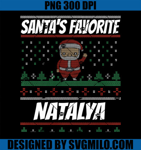 Santa's Favorite Natalya PNG, Funny Christmas Natalya Name PNG