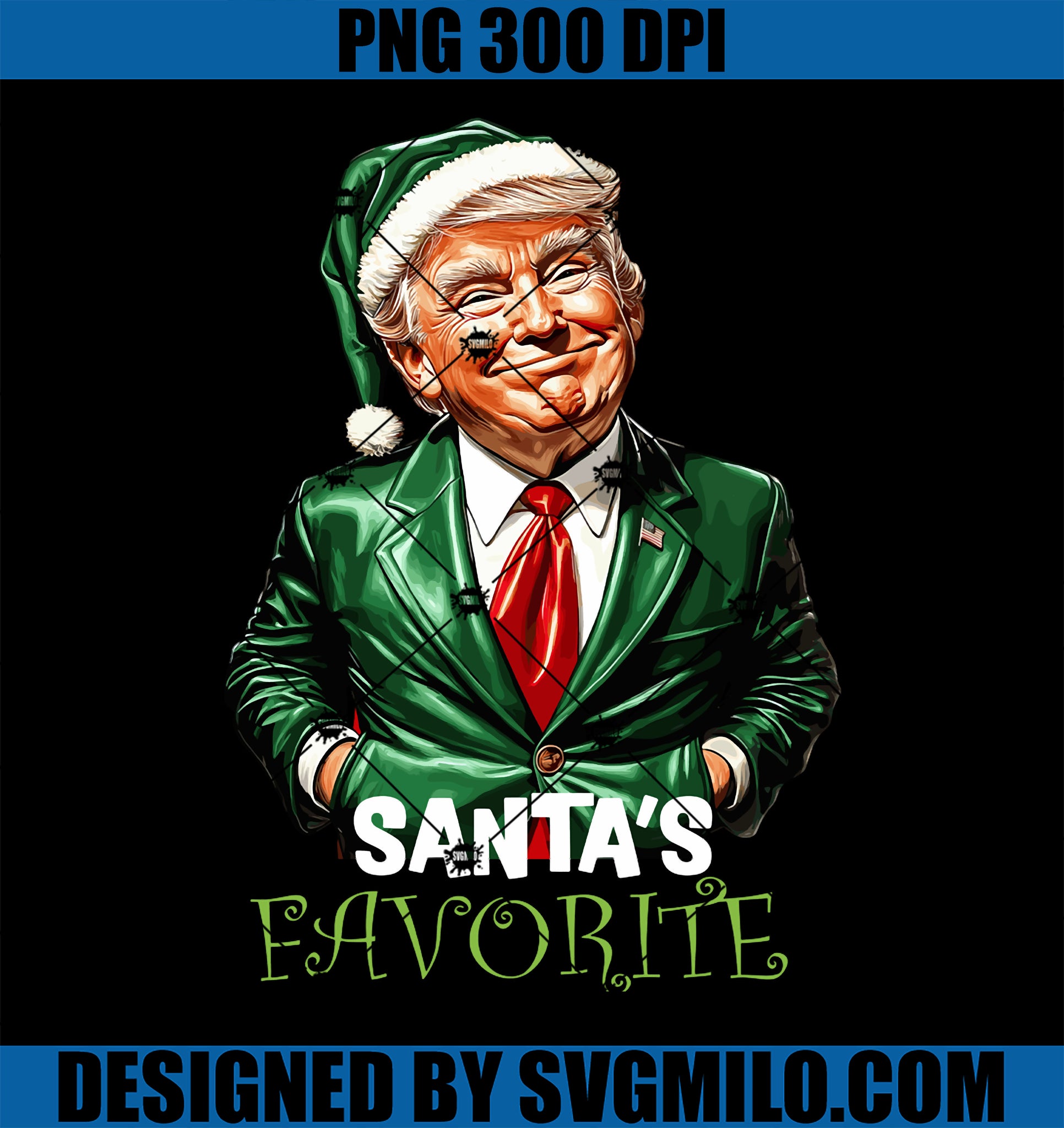 Santa_s Favorite President Santa Elf Trump 2024 Christmas PNG