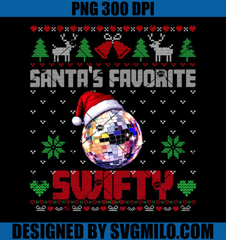 Santa_s Favorite Swifty Merry Christmas Ugly Xmas Lights PNG