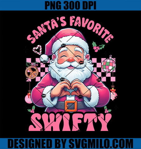 Santa_s Favorite Swifty Retro Christmas Lights Pink Santa PNG