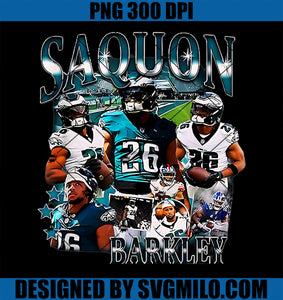 Saquon Eagles Vintage Barkley Design 90s PNG