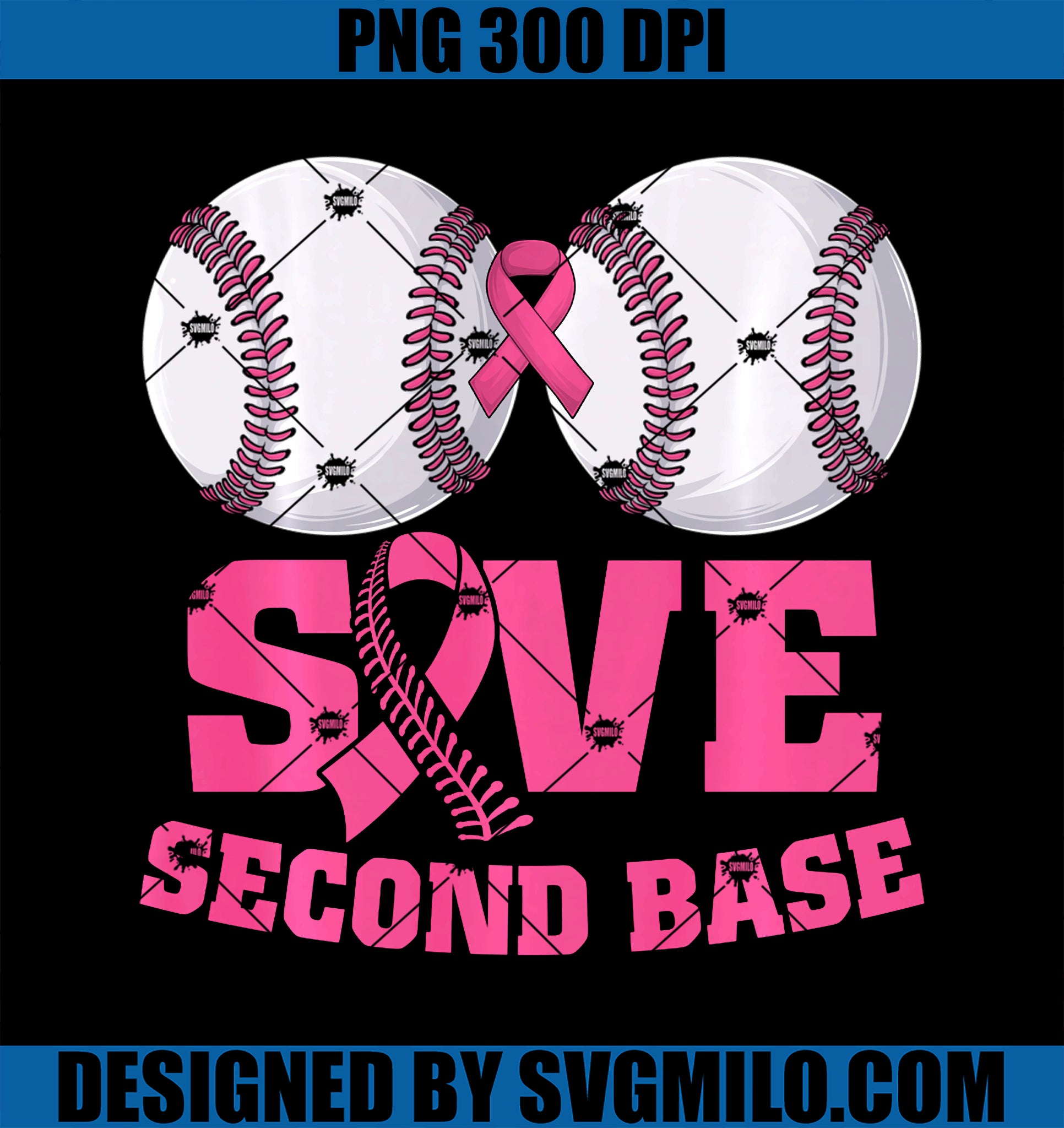 Save 2nd Base Sticker Save 2nd Base Breast Cancer Awareness Pink PNG, Ribbon Baseball PNG