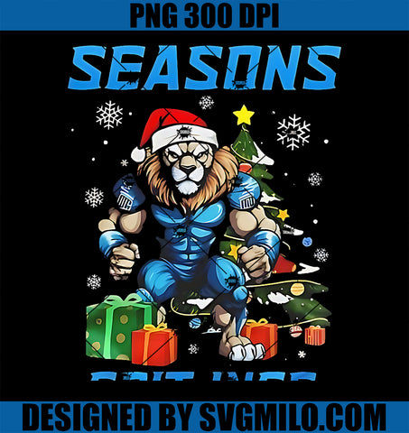 Seasons Grit-Ings Lions Christmas PNG, Funny Lion Christmas 2024 PNG