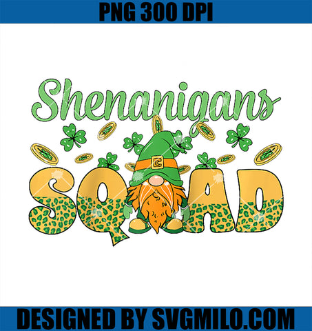Shenanigans Squad Shamrocks Funny PNG, St Patrick's Day Gnome Raglan PNG