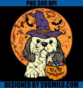 Shih Tzu Witch Moon PNG, Jack O Lantern Halloween Dog PNG