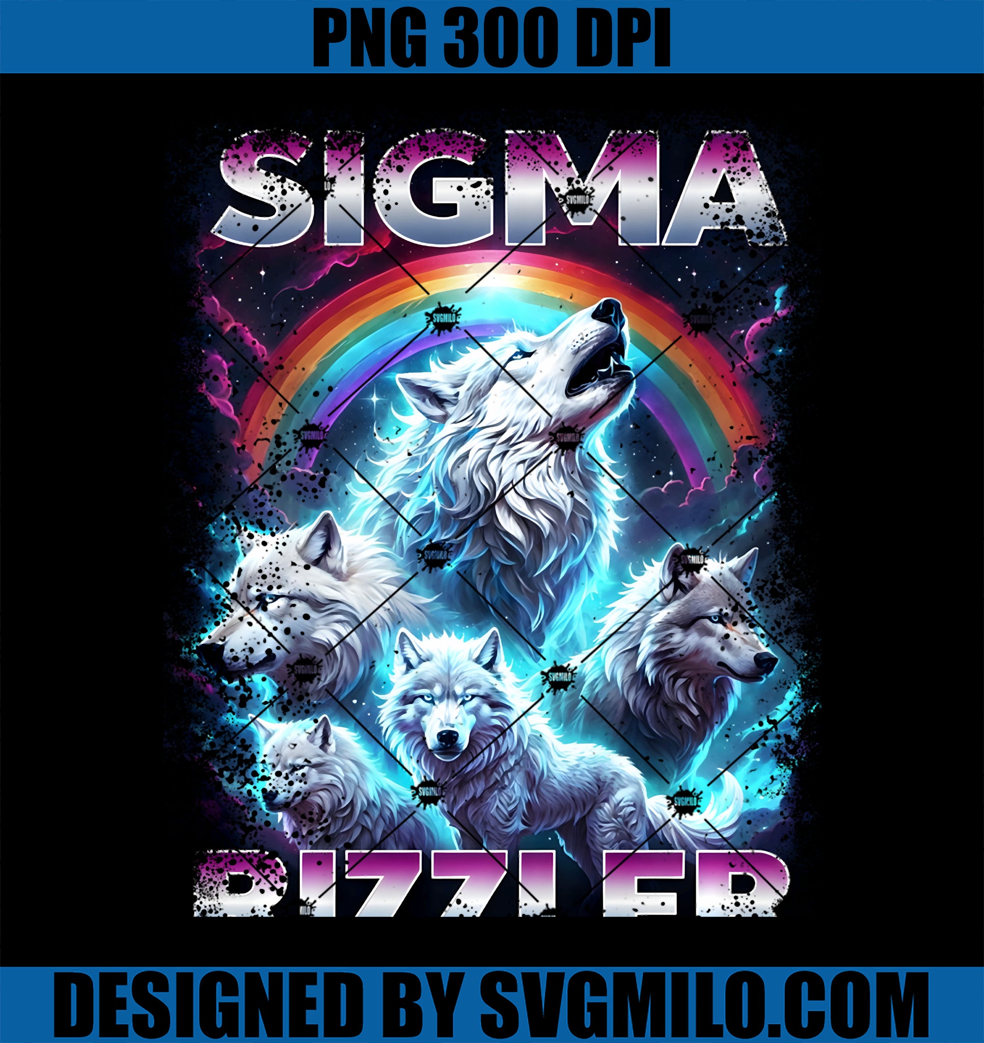 Sigma Rizzler PNG, Howling Wolf Wolves Brain Rot Boys Bootleg PNG