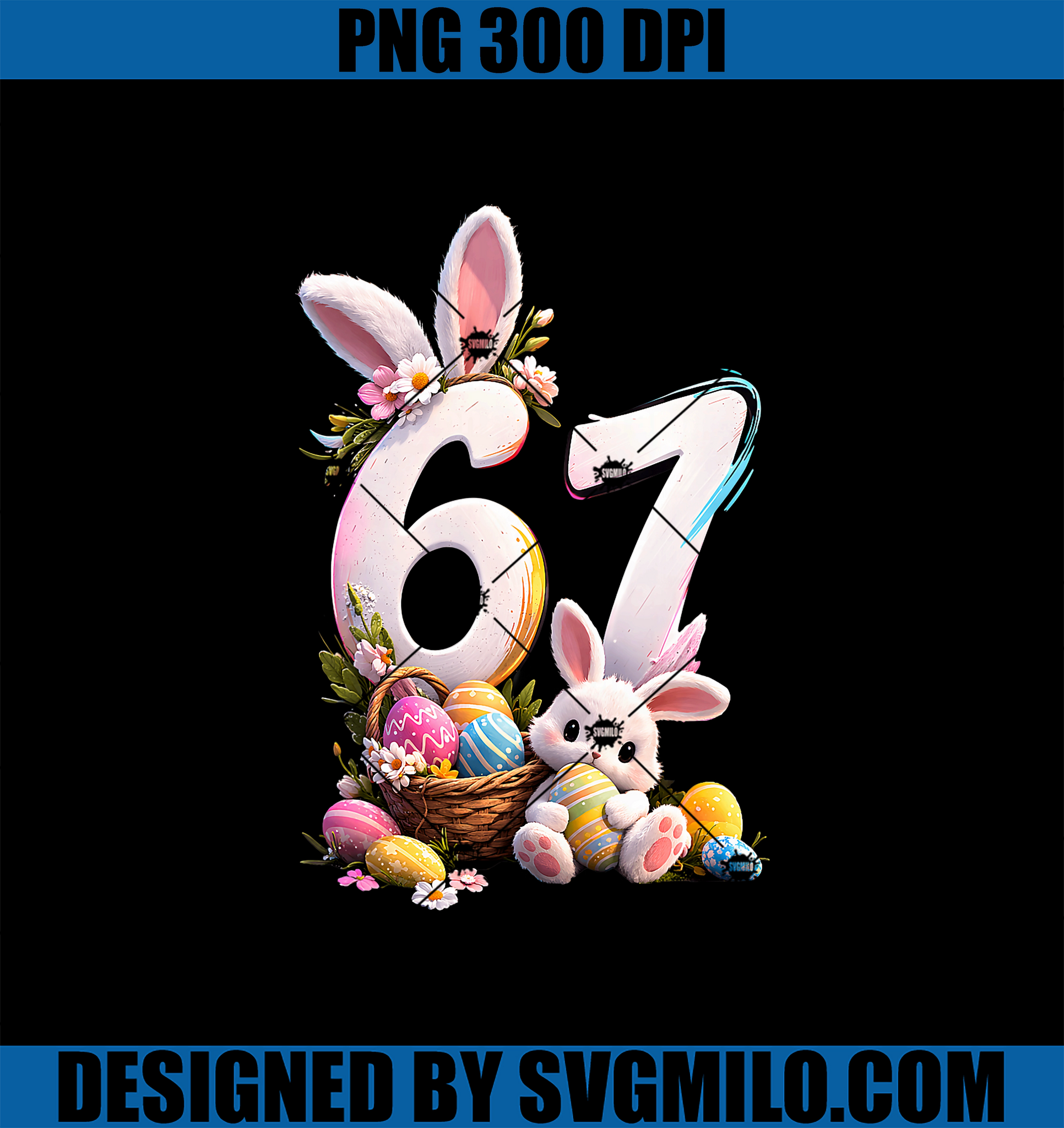 Six Seven Easter Kids PNG, Bunny 67 Easter PNG