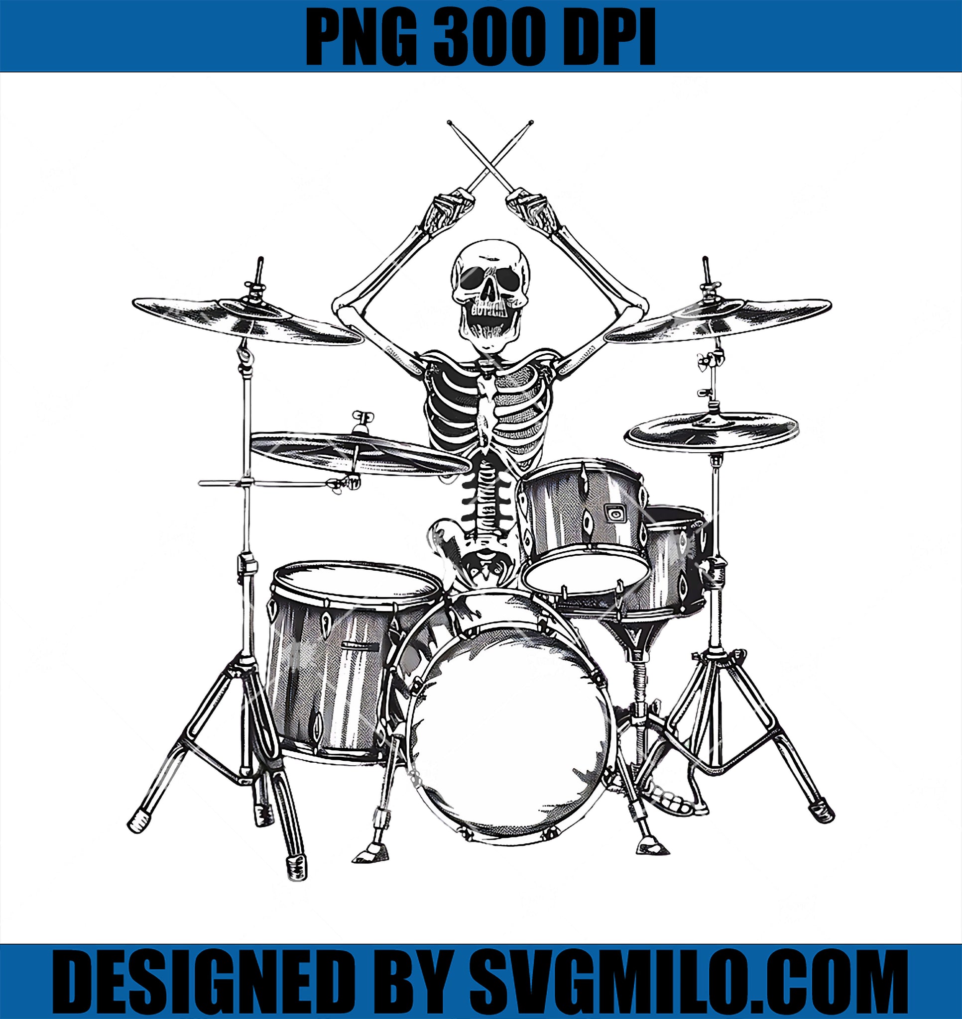 Skeleton Percussionist Drummer Halloween Rock Roll Music PNG