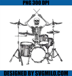 Skeleton Percussionist Drummer Halloween Rock Roll Music PNG