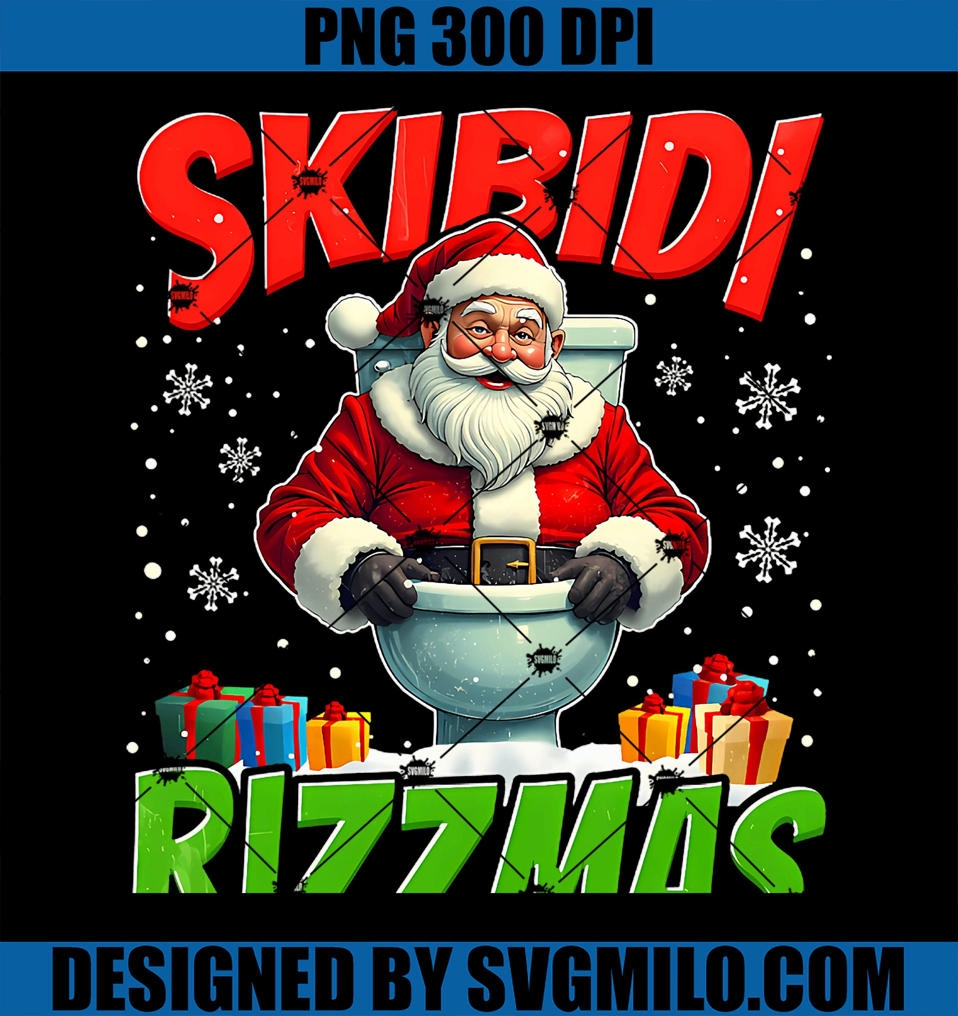 Skibidi Rizzmas Christmas Rizz Santa Claus PNG