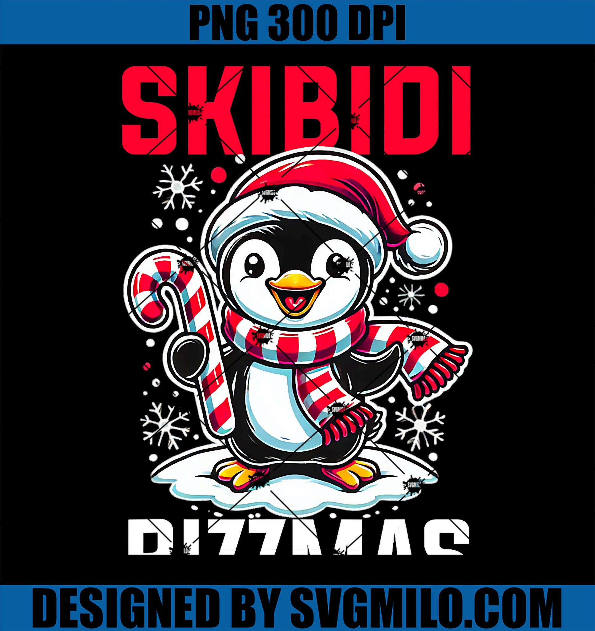 Skibidi Rizzmas Funny Christmas Penguin PNG