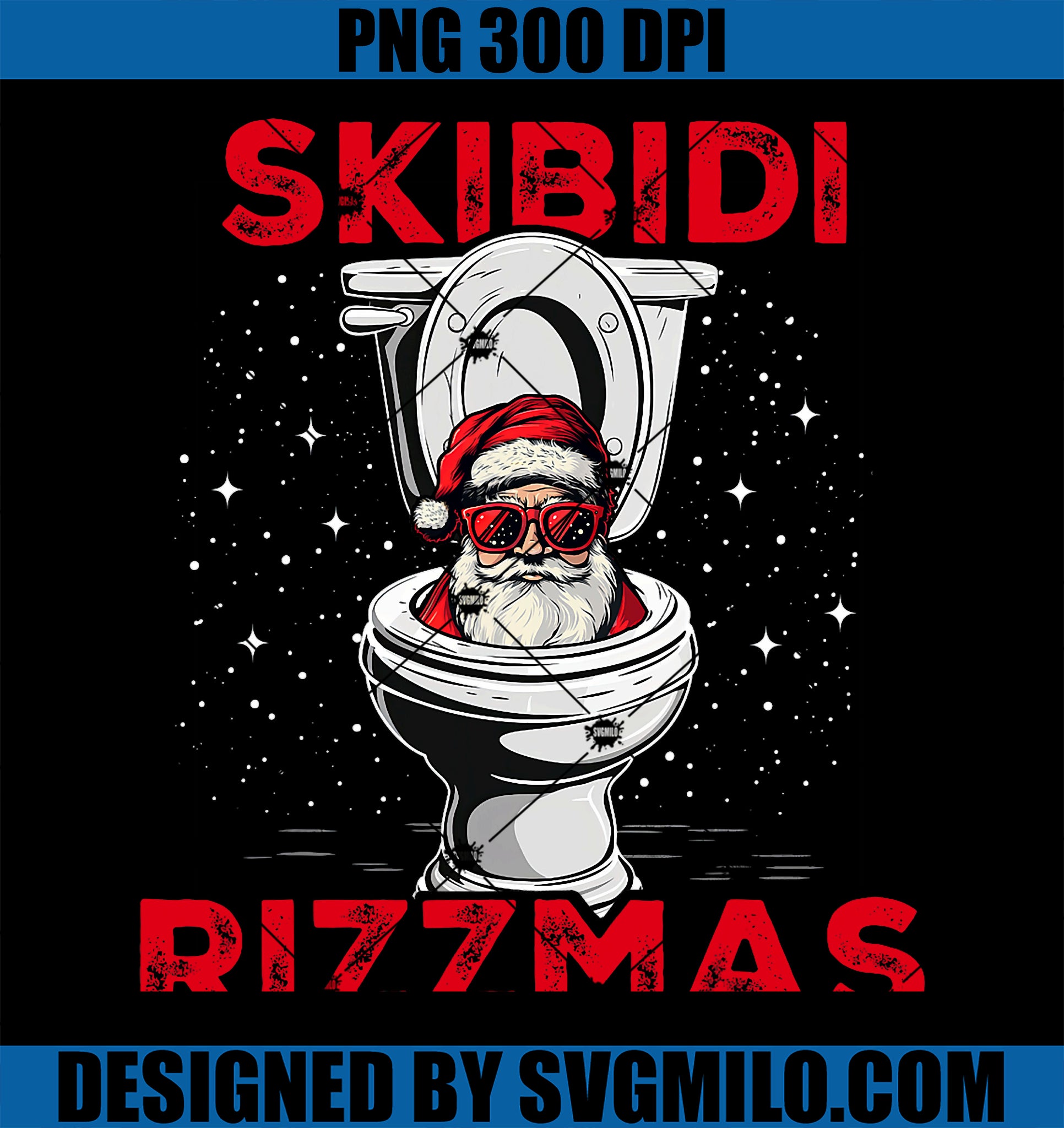 Skibidi Rizzmas PNG, Funny Santa Toilet White Elephant Christmas PNG