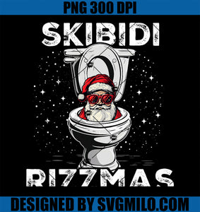 Skibidi Rizzmas PNG, Funny Toilet Santa White Elephant Christmas PNG