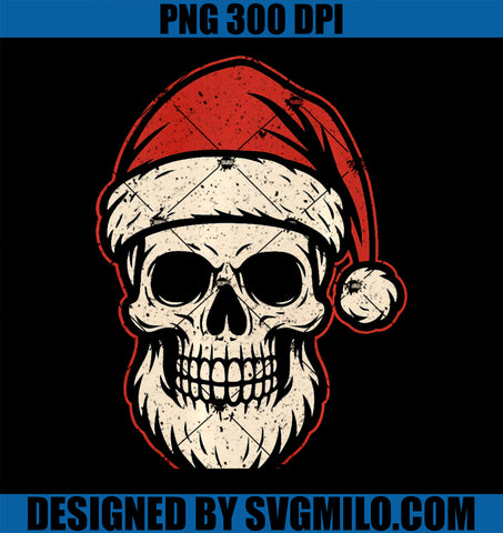 Skull Santa Holiday Graphic PNG, Festive Gothic Christmas Art PNG