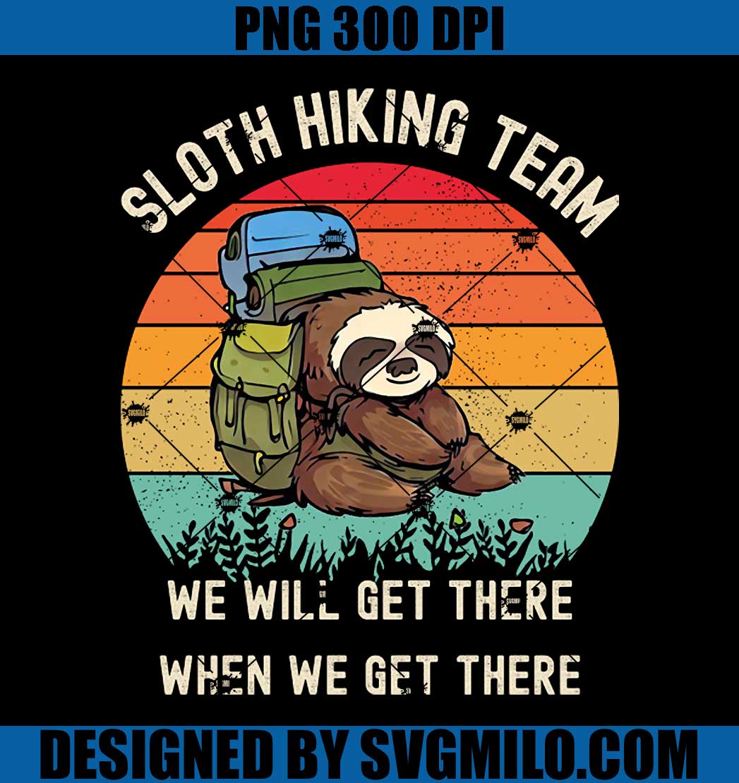 Sloth Hiking Team PNG, Funny Sloth Hiking PNG