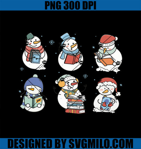 Snowman Reading Book Santa Christmas Bookish Teacher PNG