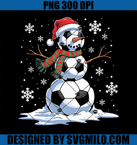 Soccer Snowman Soccer Player Santa Hat Christmas PNG