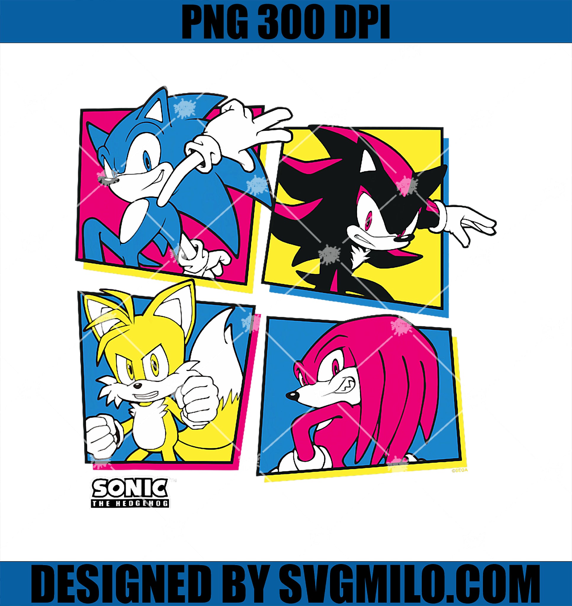 Sonic The Hedgehog Sonic Shadow Tails Knuckles PNG, Retro Panels PNG