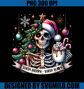 Sorta Merry Sorta Scary Skeleton Hot Cocoa Christmas Pajamas PNG