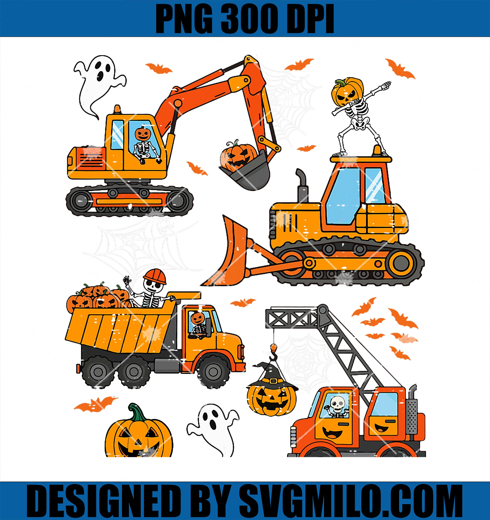 Spooky Construction Trucks PNG, Halloween PNG